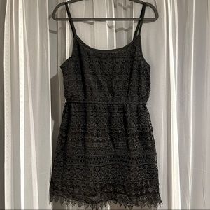 Mini strappy embroidered dress in black. New w/ Tag.
